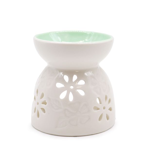 Klasická Biela Aroma Lampa - Kvetinový Vzor