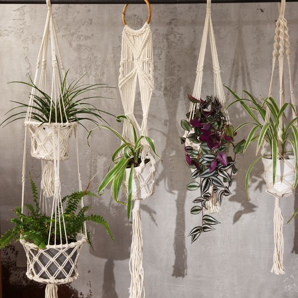 Macramé Závesný Držiak na Kvetináč - Extra Dlhý