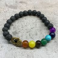 Náramok z Lávového Kameňa - Čakra/Hamsa