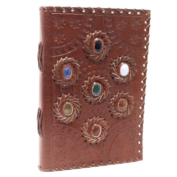 Kožený Zápisník - Chakra Kamene (22.5x15cm)