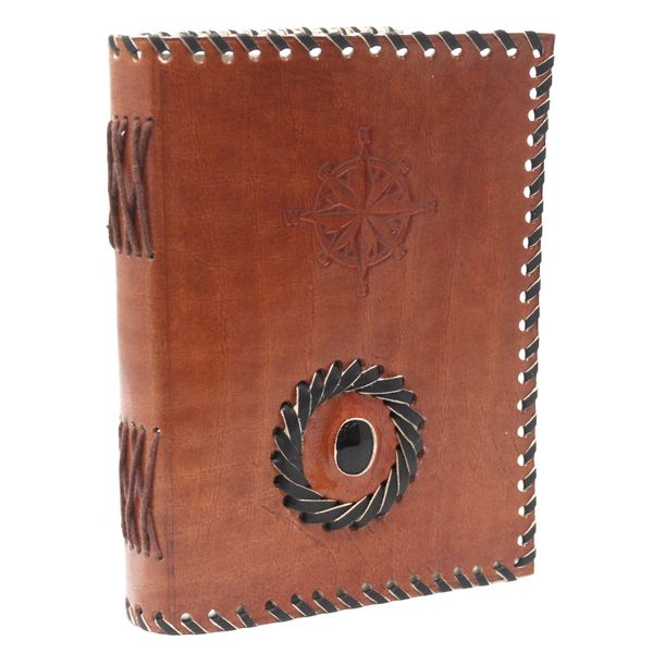 Kožený Zápisník -Čierny Onyx a Kompas  17x12 cm
