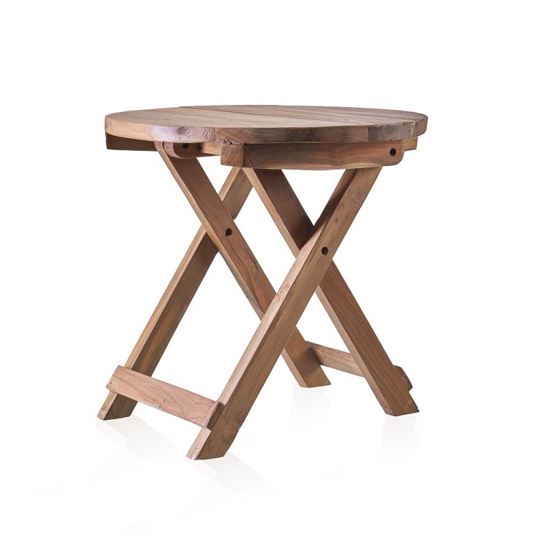 Okrúhly konferenčný stolík z recyklovaného dreva- 50x50cm