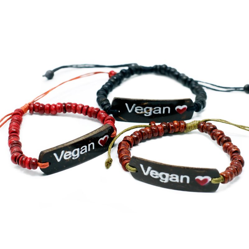 Kokosové Náramky so Sloganom - Vegan