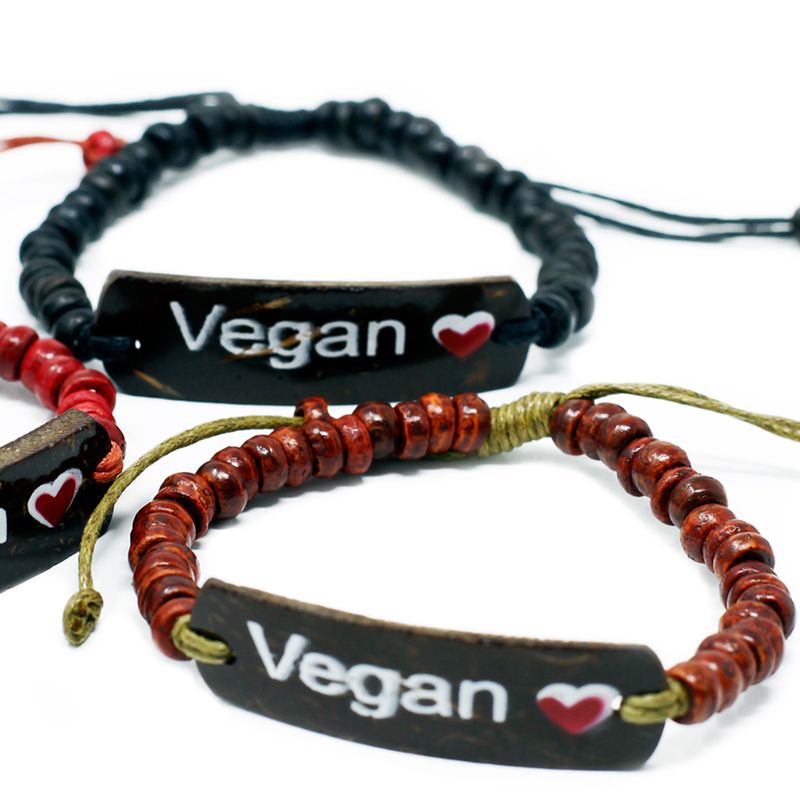 Kokosové Náramky so Sloganom - Vegan