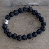 Rudraksha Mala Buddha Náramok - Tmavý