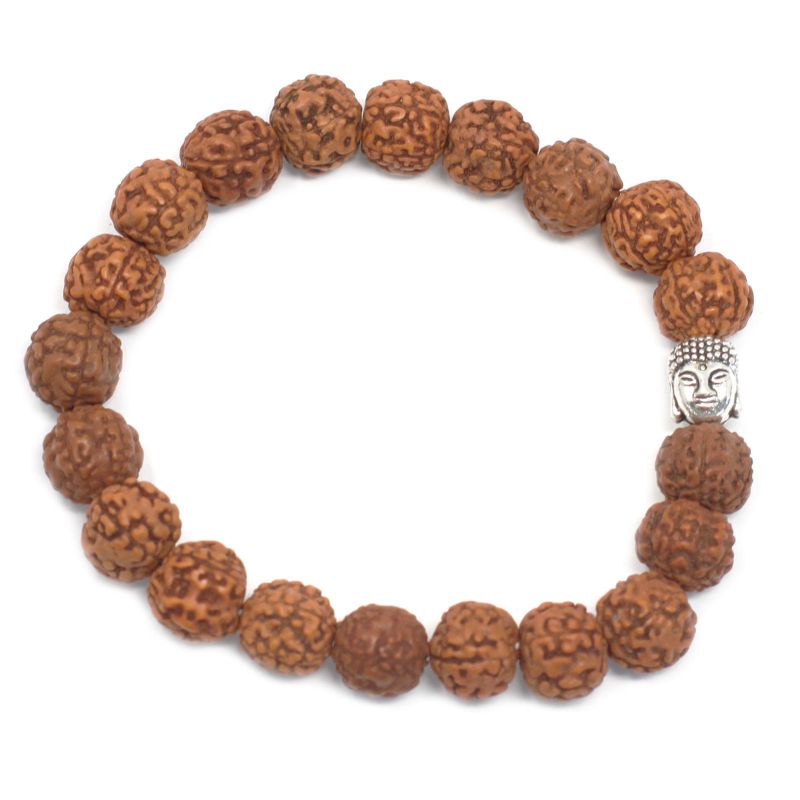 Rudraksha Mala Buddha  Náramok  - Hnedý