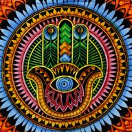 Ručne Maľovaný Bavlnený Obraz - Hamsa