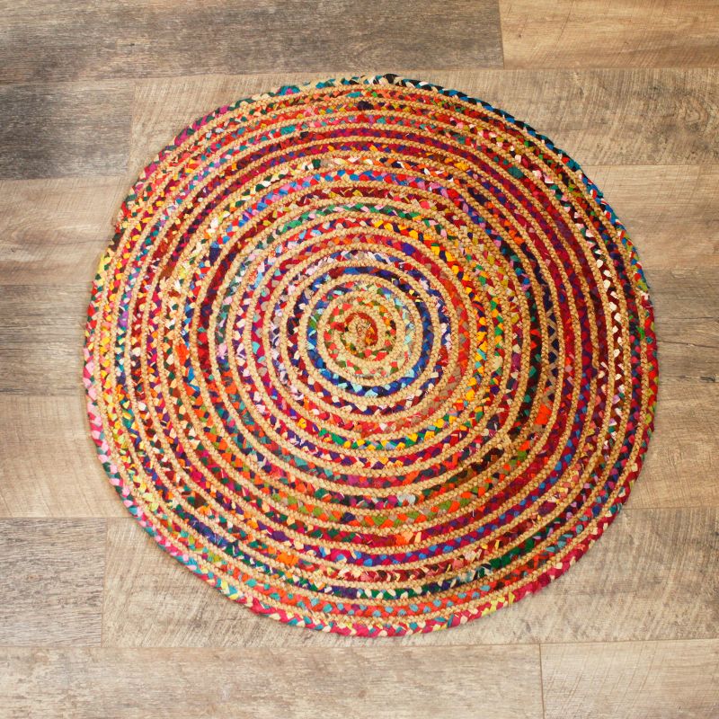 Okrúhly Koberec z Juty a Recyklovanej Bavlny - 90 cm