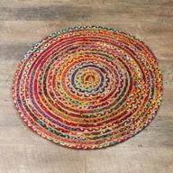 Okrúhly Koberec z Juty a Recyklovanej Bavlny - 90 cm