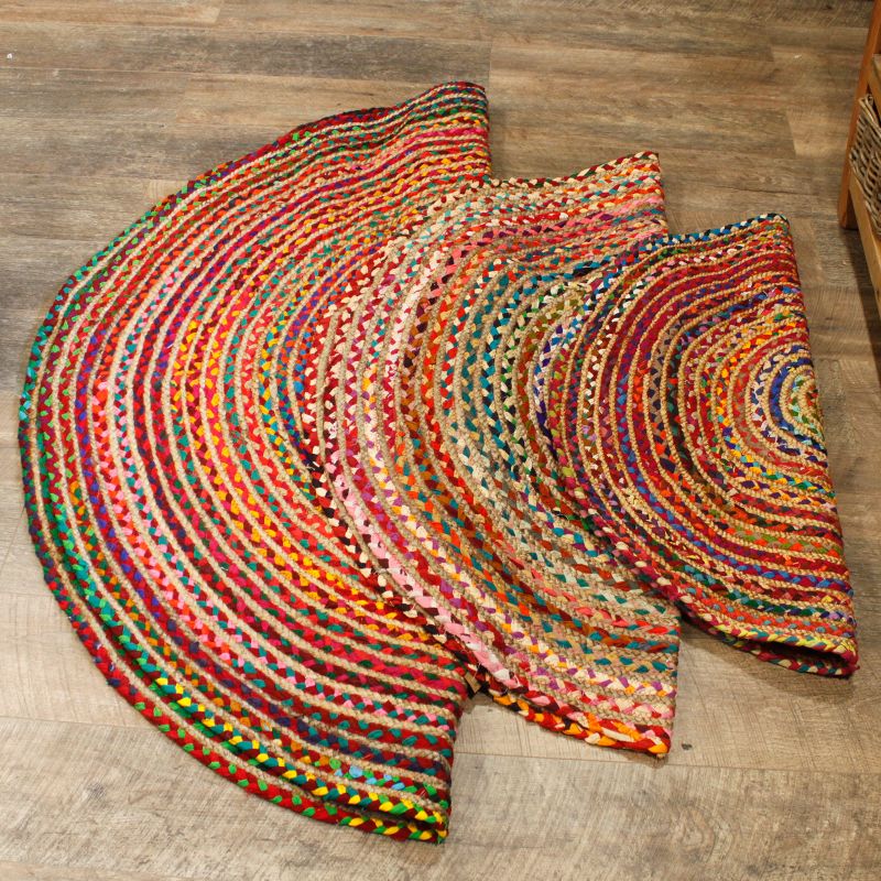 Okrúhly Koberec z Juty a Recyklovanej Bavlny - 120 cm