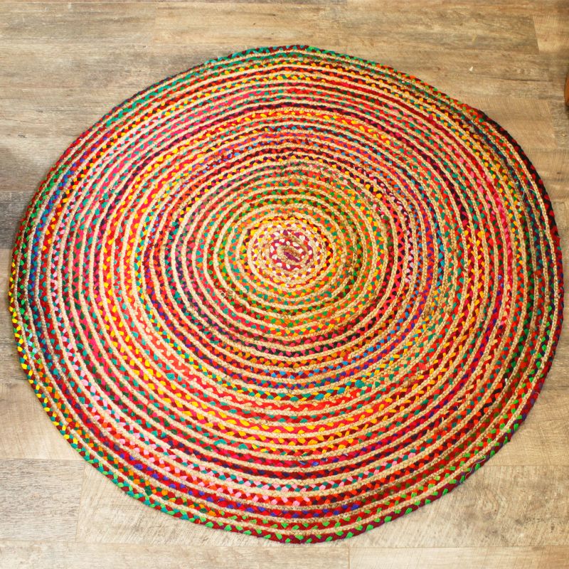 Okrúhly Koberec z Juty a Recyklovanej Bavlny - 150 cm