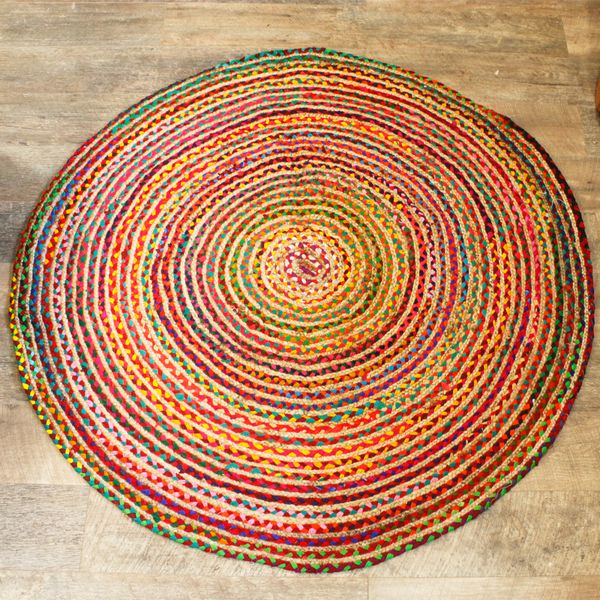 Okrúhly Koberec z Juty a Recyklovanej Bavlny - 150 cm