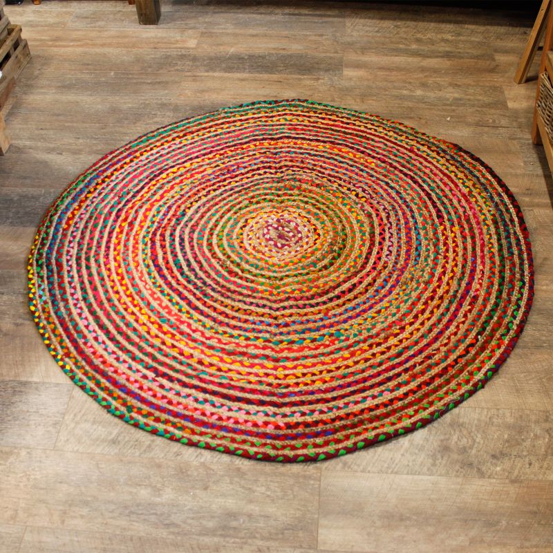 Okrúhly Koberec z Juty a Recyklovanej Bavlny - 150 cm