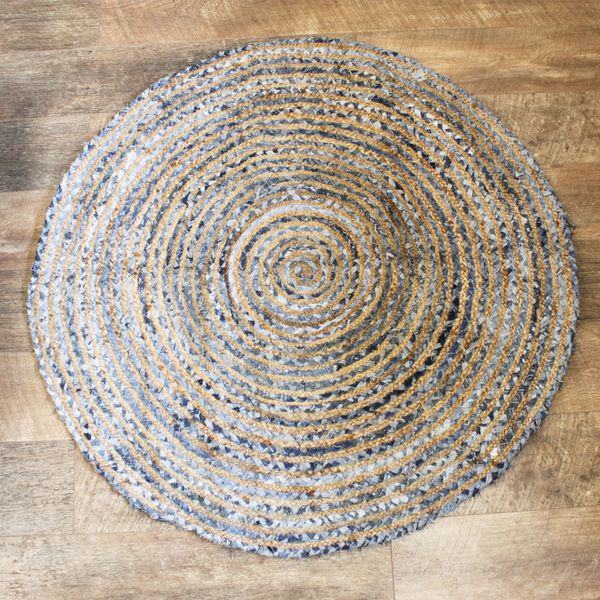 Okrúhly Koberec z Juty a Recyklovanej Rifloviny 120 cm