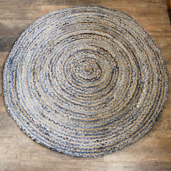Okrúhly Koberec z Juty a Recyklovanej Rifloviny - 150 cm