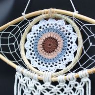 Ochranný Lapač Snov - Stredný - Macramé - Biela / Šedá / Hnedá