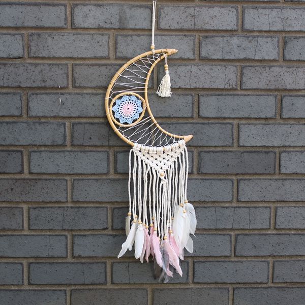 Ochranný Lapač Snov - Macramé - Mesiac - Rôzne Farby