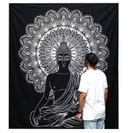 Black & White Prikrývka na Posteľ (Dvojlôžko) - Budha