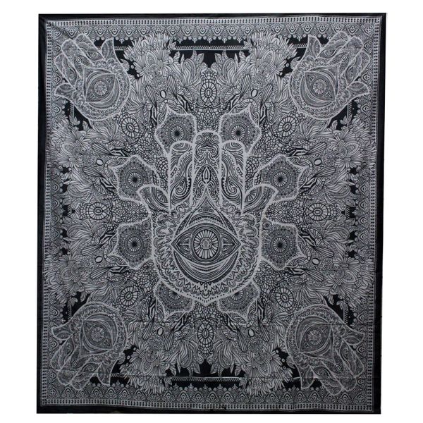 Black & White Prikrývka na Posteľ (Dvojlôžko) - Hamsa