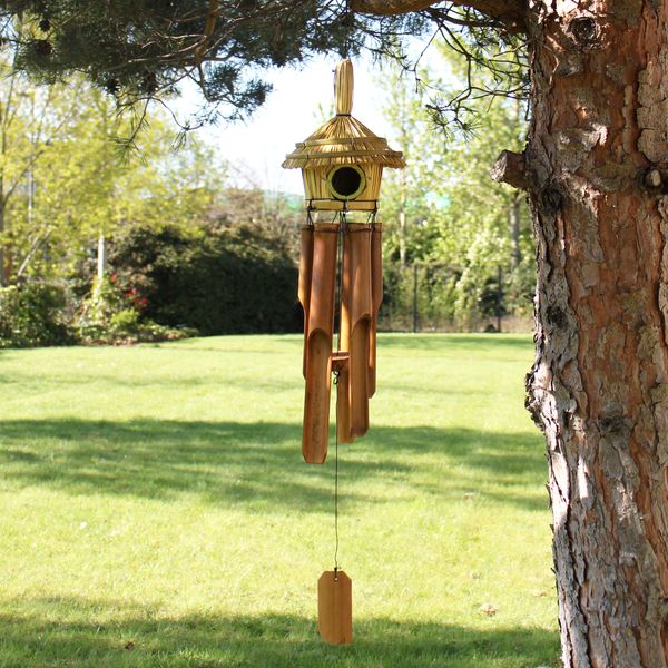 Okrúhla Vtáčia Búdka z Morskej Trávy so Zvonkohru 45x17cm