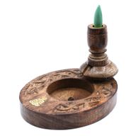 Stojan na Vonné Kužele "Tečúci Dym" - Mangové Drevo - Malý -  Buddha