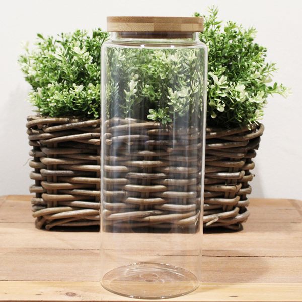 Sklenená Dóza s Bambusovým Uzáverom - 25cm