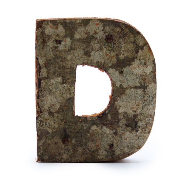 Rustikálne Písmená z Drevenej Kôry - "D" - 7cm