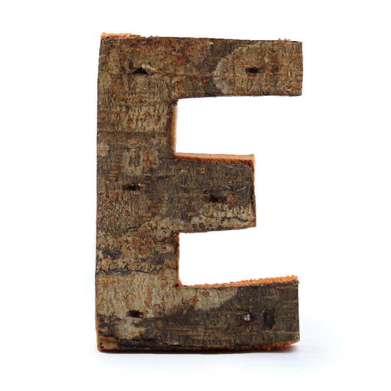 Rustikálne Písmená z Drevenej Kôry - "E"  - 7cm