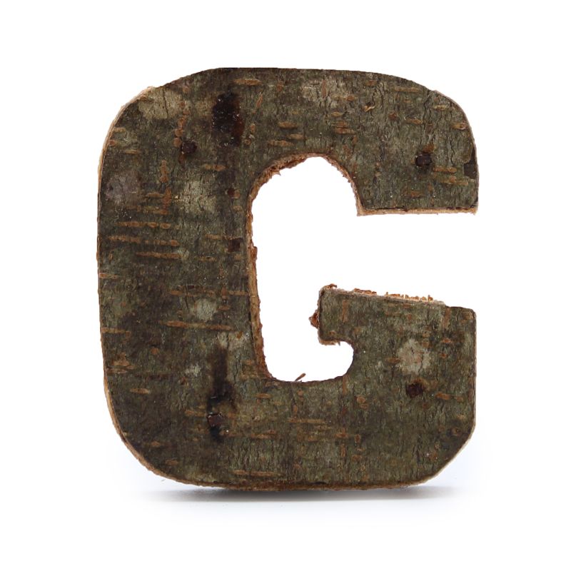 Rustikálne Písmená z Drevenej Kôry - "G"  - 7cm