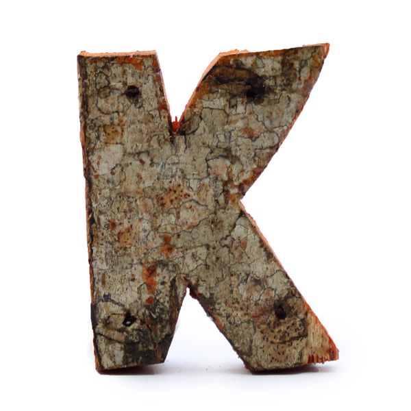 Rustikálne Písmená z Drevenej Kôry - "K" - 7cm