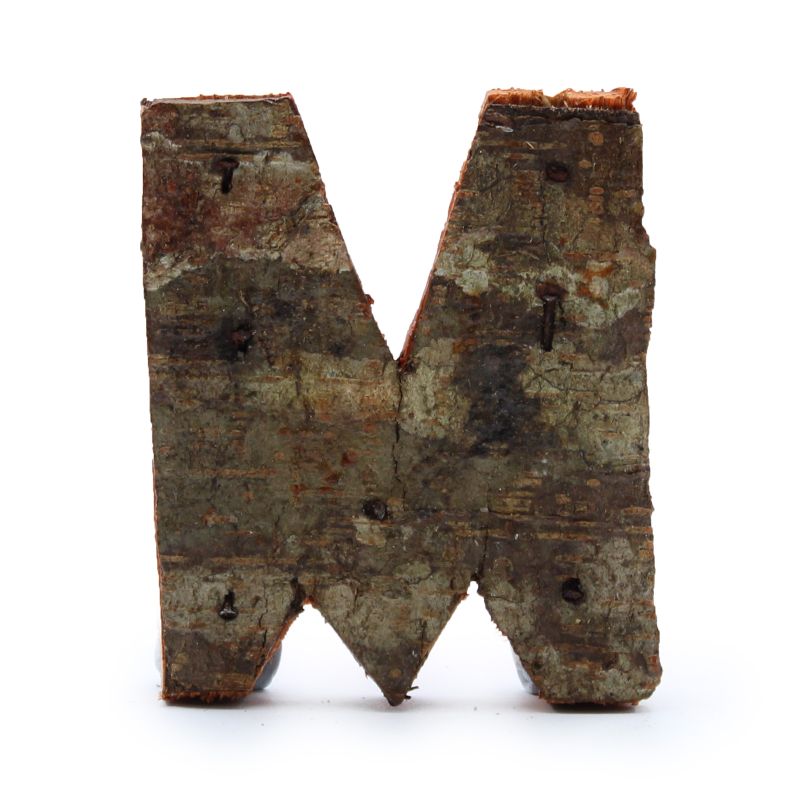 Rustikálne Písmená z Drevenej Kôry - "M"  - 7cm
