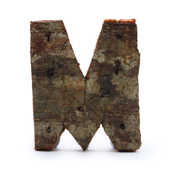 Rustikálne Písmená z Drevenej Kôry - "M" - 7cm