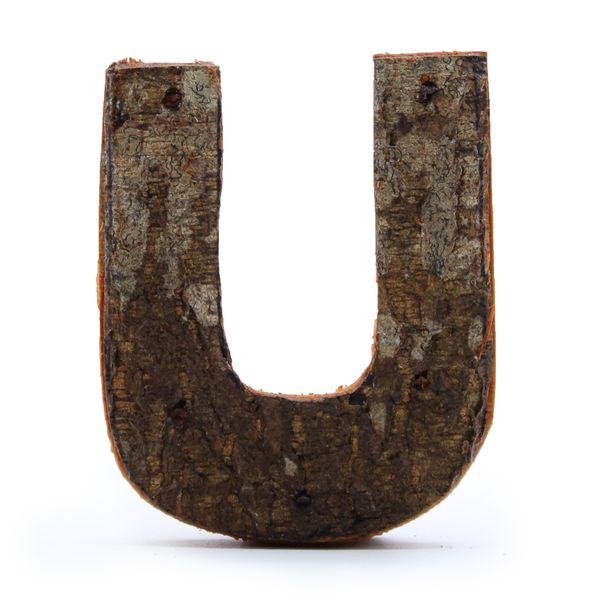 Rustikálne Písmená z Drevenej Kôry - "U" - 7cm