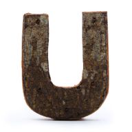 Rustikálne Písmená z Drevenej Kôry - "U"  - 7cm