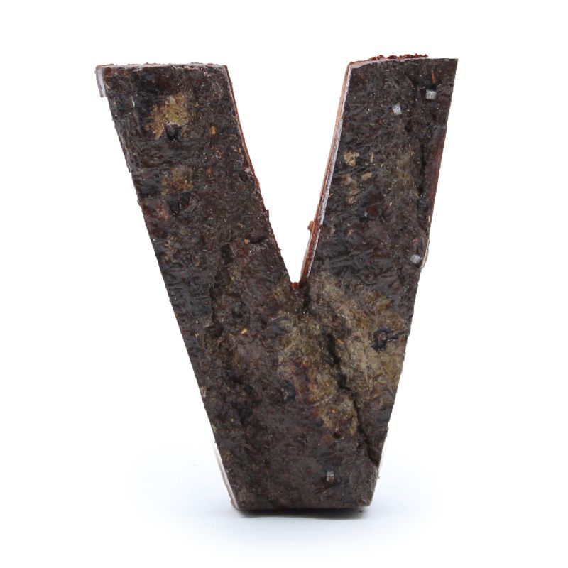 Rustikálne Písmená z Drevenej Kôry - "V"  - 7cm