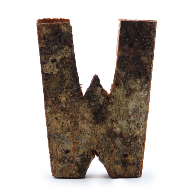 Rustikálne Písmená z Drevenej Kôry - "W"  - 7cm