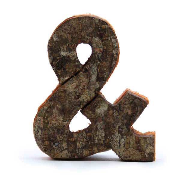 Rustikálne Písmená z Drevenej Kôry - "&" - 7cm