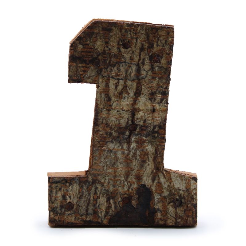 Rustikálne Čísla z Drevenej Kôry - "1"  - 7cm