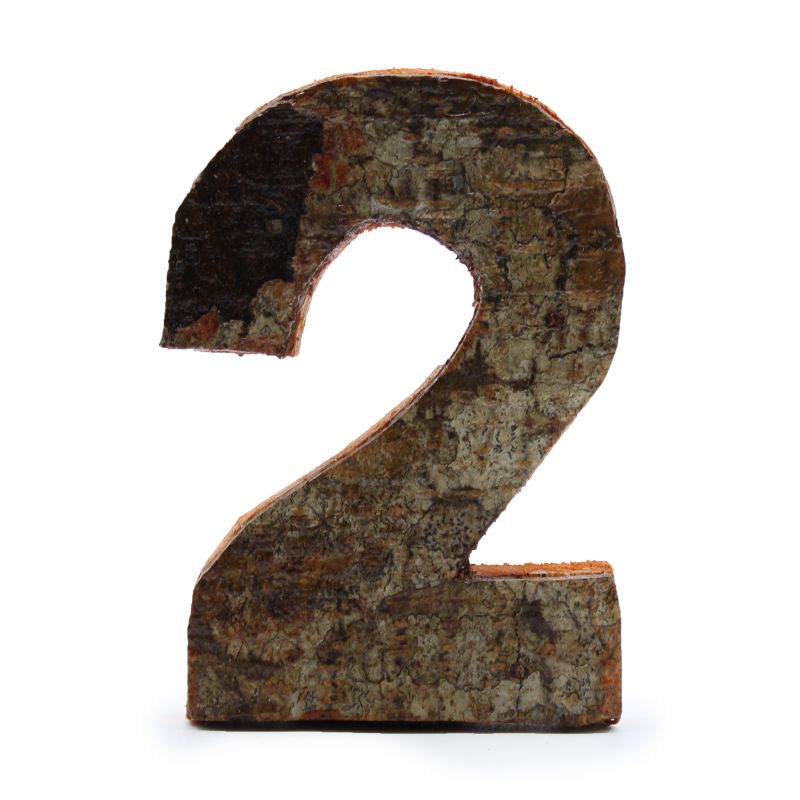 Rustikálne Čísla z Drevenej Kôry - "2"  - 7cm