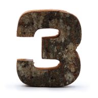 Rustikálne Čísla z Drevenej Kôry - "3"  - 7cm