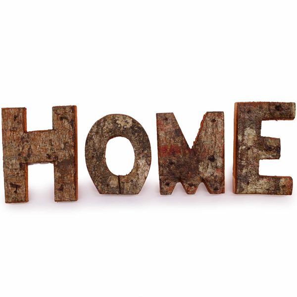 Rustikálne Písmená z Drevenej Kôry - HOME (4x3) - 7cm