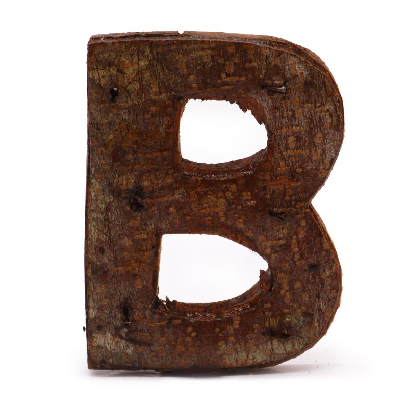 Rustikálne Písmená z Drevenej Kôry - "B"  - 7cm
