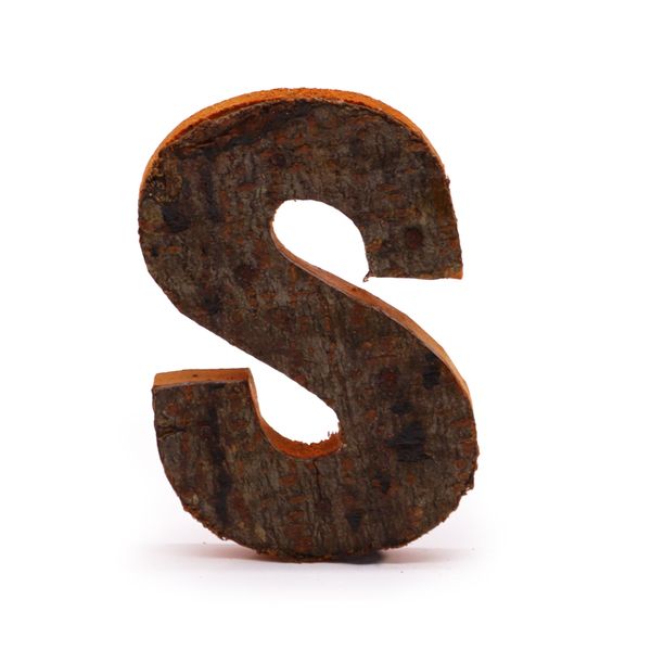 Rustikálne Písmená z Drevenej Kôry - "S" - 7cm