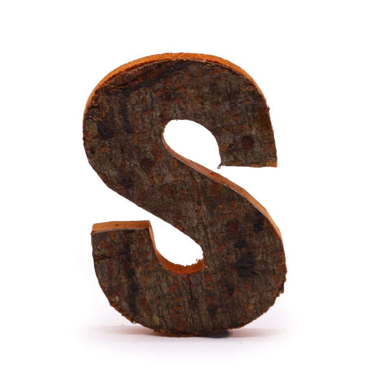 Rustikálne Písmená z Drevenej Kôry - "S"  - 7cm