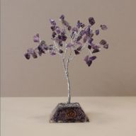 Stromček Šťastia s Orgonitovým Podstavcom - 80 Kamienkov - Amethyst