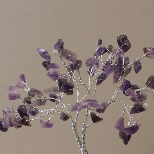 Stromček Šťastia s Orgonitovým Podstavcom - 80 Kamienkov - Amethyst
