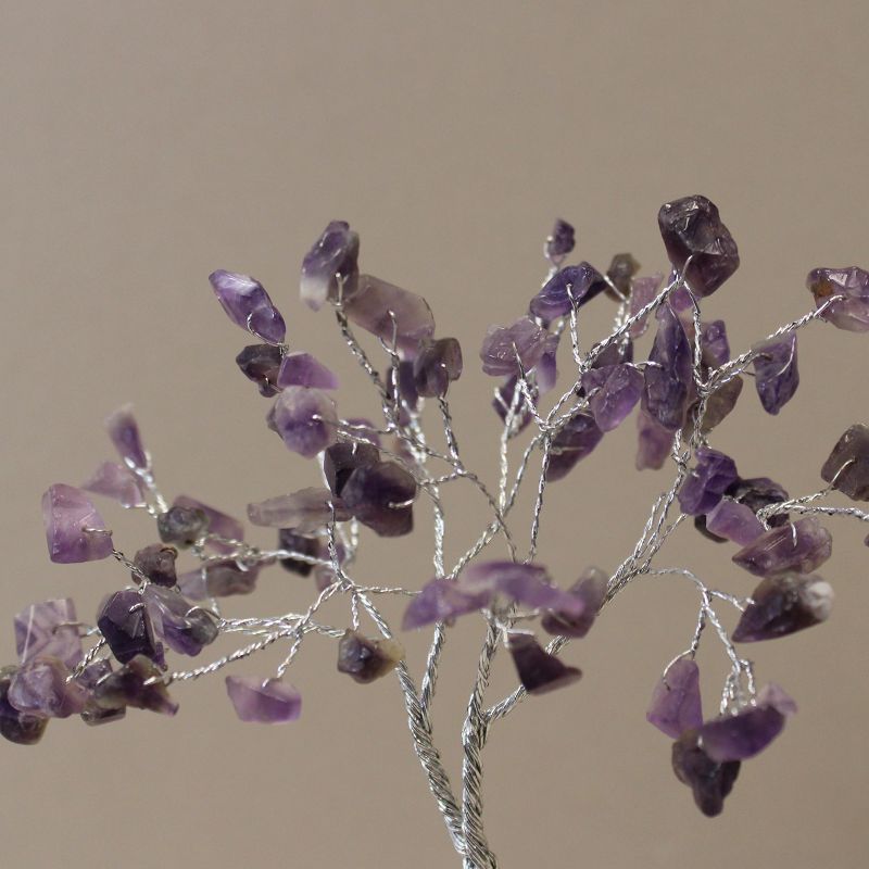 Stromček Šťastia s Orgonitovým Podstavcom - 80 Kamienkov - Amethyst