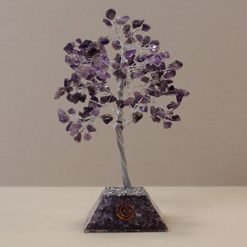 Stromček Šťastia s Orgonitovým Podstavcom - 160 Kamienkov - Amethyst