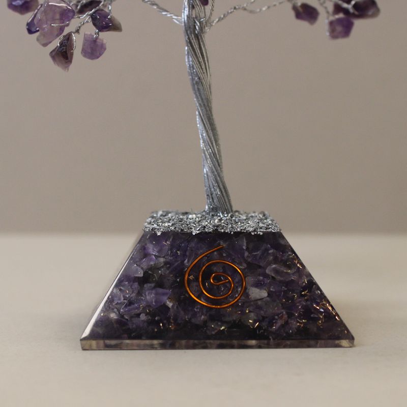 Stromček Šťastia s Orgonitovým Podstavcom - 160 Kamienkov - Amethyst