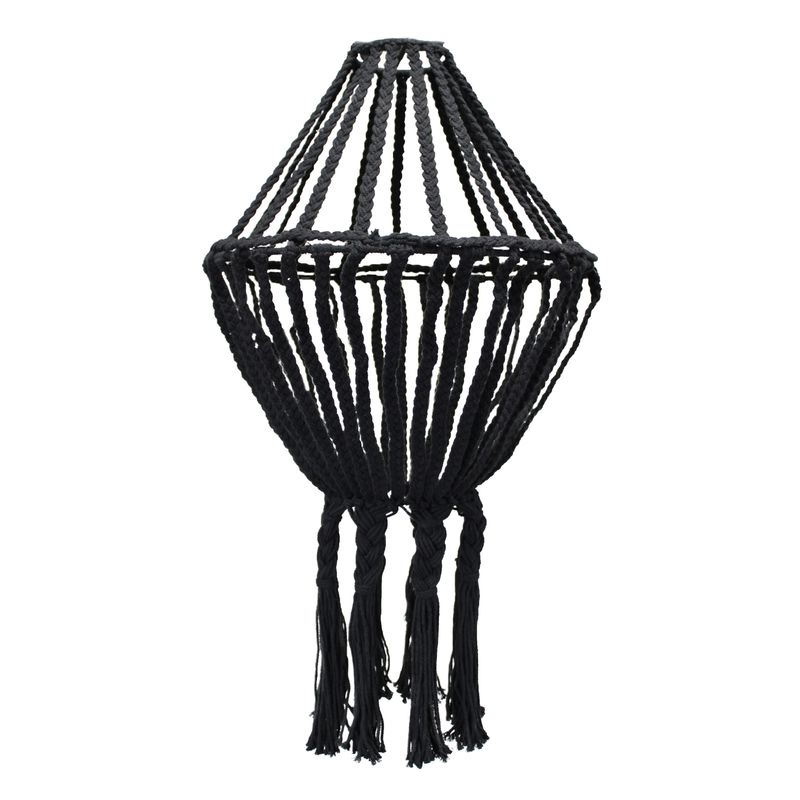 Veľké Makramé Tienidlo na Lampu - Čierne